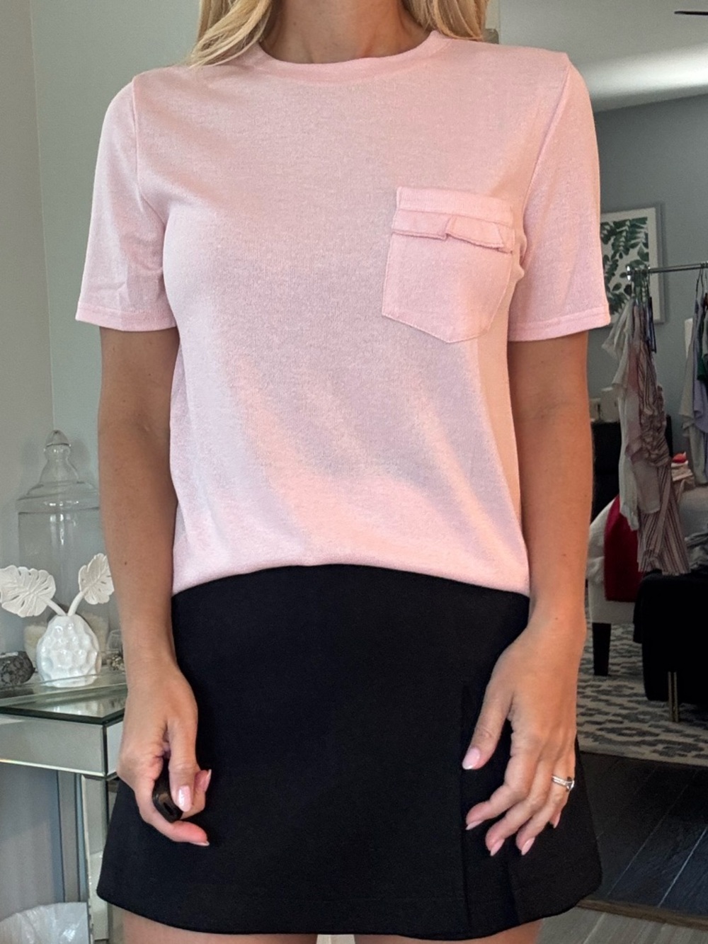 Easy Clothes Women's Pink Short Sleeve Pocket Top